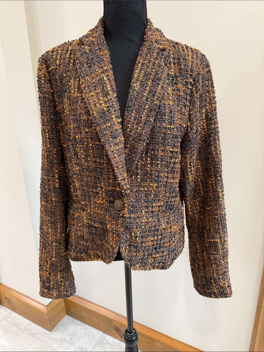 Amanda + Chelsea Fall Colored Boucle Tweed Blazer Women’s Size L